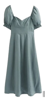 Boden Sweetheart Linen Midi Dress Deep Sea Size 8 | eBay