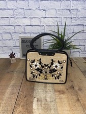 ENID COLLINS OF TEXAS FLOWER BASKET PURSE HANDBAG JEWEL BOKAY BLACK BAG Vintage