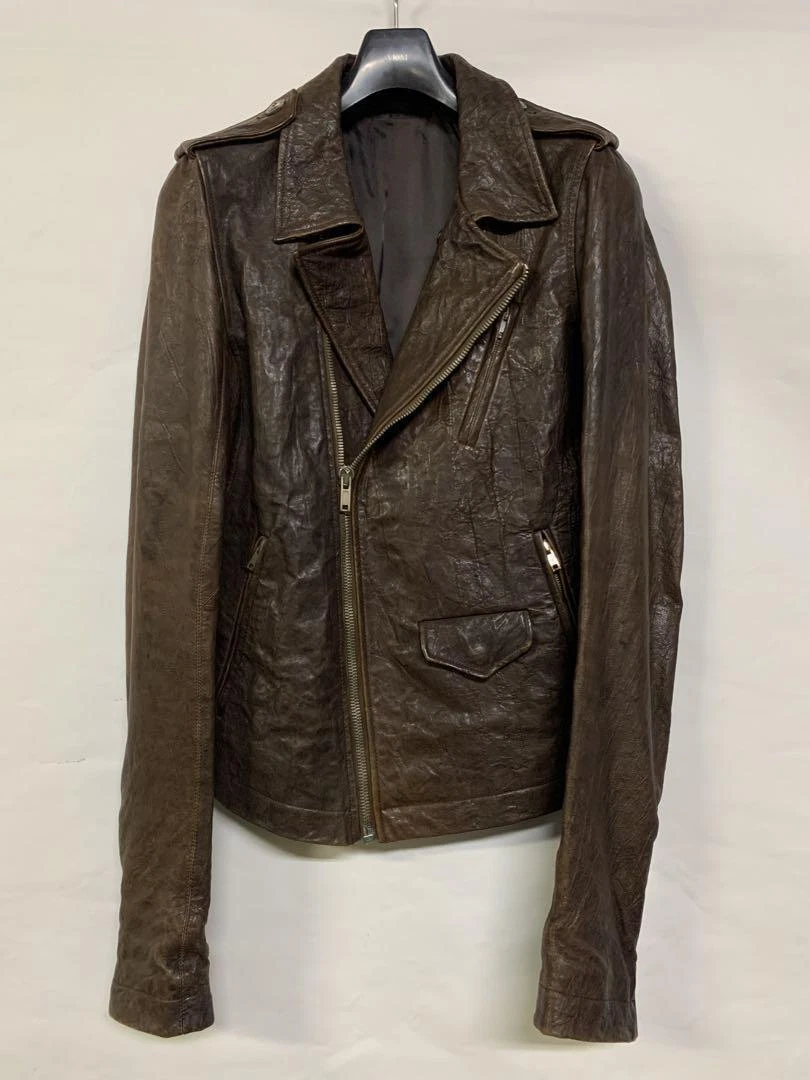 Rick Owens Double Riders Jacket Men USA XS Bitter Brown Lamb 