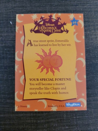 A true street sprite, Esmeralda h #56 The Hunchback of Notre Dame Card 1996 SkyB - Picture 2 of 2