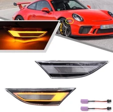 2PCS Clear Lens Sequential Amber LED Side Marker Light For PORSCHE 911 2012-2019