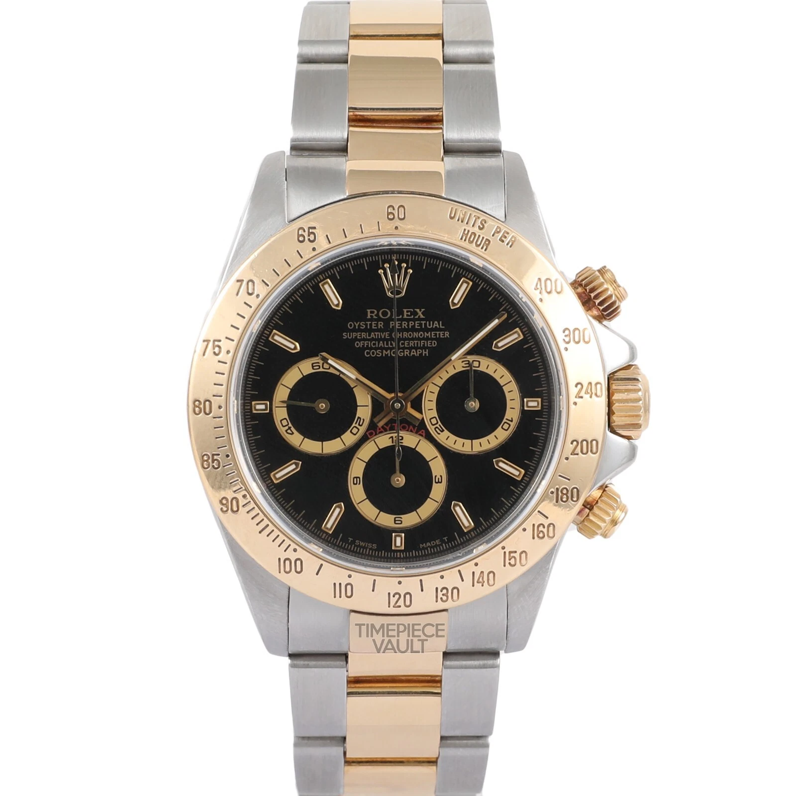 ROLEX DAYTONA COSMOGRAPH 16523 ZENITH 18K & STEEL 40MM WATCH  BLACK DIAL 1997