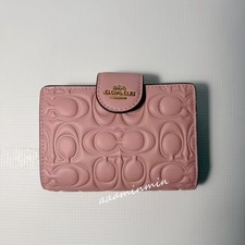 NWT Coach Medium Corner Zip Wallet In Signature Leather CZ341 Pink Petal