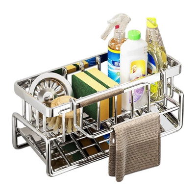 Küche Spüle Caddy Edelstahl Schwamm Halter Geschirrtuch Korb Organizer Drai