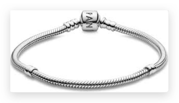 Pandora Sterling Silver Snake Chain Bracelet 7 in. with 1 stopper charm V Good!