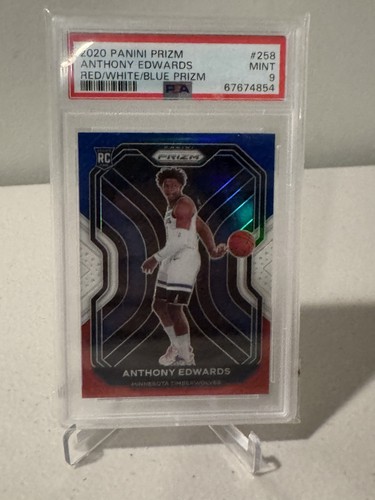 Panini 2020 Prizm Anthony Edwards RC Red White & Blue Prizm #258 PSA 9 T-Wolves