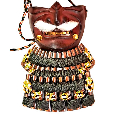 Japanese Menpo Samurai Yoroi Kabuto Mask Facial Armor Mustache Busho Display M14