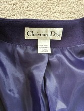 Vintage Christian Dior Purple Wool Blazer Womens Structured Gold Button USA Made