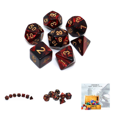 Polyhedral RPG Dice Set Red Black Acrylic D20 D12 D10 D8 D6 D4 for Dungeons and