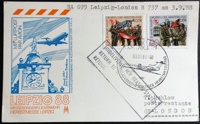 Leipziger Messe Luftpostkarte Herbst 1988
