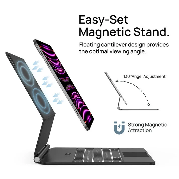 Magnetic Case with Keyboard for iPad Pro 12.9 - Bluetooth & Wireless - Image 2 of 4