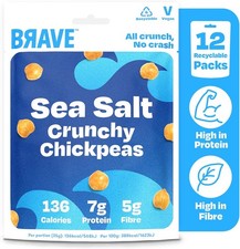 BRAVE Roasted Chickpeas: Sea Salt - Healthy Snack, High Protein, Low Calorie (1