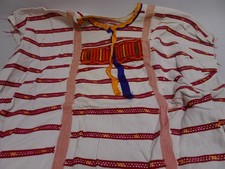Mexican Cotton Huipil Dress Amuzgo Oaxaca Red Orange White Maxi Kaftan Tunic