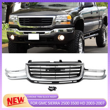 For 2003-2007 Gmc Sierra 2500 3500 Hd Chrome Black Front Bumper Grille Assembly