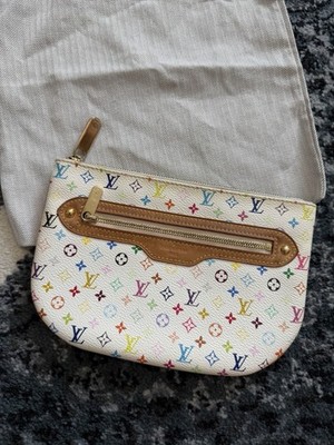LOUIS VUITTON Monogram Multicolor Pochette GM Pouch White