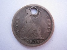 1839 Victoria silver Groat or Fourpence holed