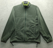Columbia Fleece Jacket Mens M Green Long Sleeve Drawcord Adjustable Hem Full Zip