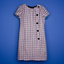 Ann Taylor Women's 6 Purple Block Knit Button Accent Short Sleeve Lined Dress