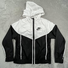 Nike Jacket Women's Medium Black White Windrunner Hooded Color block 883495-011