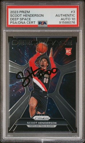 2023-24 Panini Prizm Scoot Henderson Rookie Deep Space #3 PSA 10 Auto RC Blazers - Photo 1 sur 2