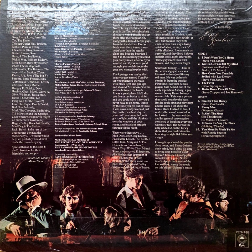 Southside Johnny &The Asbury Juke~I Don't Want To Go Home EPIC  PE34180 NM/VG+ - Image 2 of 3