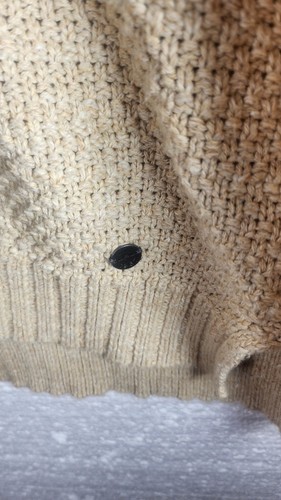 Lauren Ralph Lauren Sweater Women Cream & Taupe Cotton Knit Fisherman Sz L - Picture 2 of 10