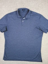Peter Millar Crown Crafted Jersey Polo Shirt Men's Large Blue Performance Golf