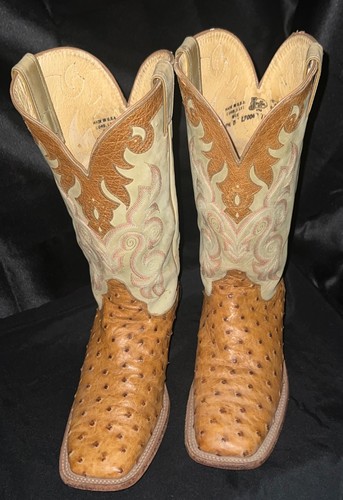Justin L7004 Women's Full Quill Ostrich Boots 9.5B Wide Square Toe USA Made