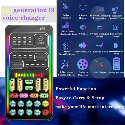 Portable Voice Changer, 2rd Generation i9 Live Sound Card, Cool