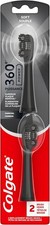 Colgate 360 Power Charcoal Toothbrush Replacement Heads Soft Two Pack Refills