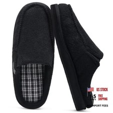 Mens Slippers with Orthotic Arch Support,House Slippers Cotton 10 Felt Black