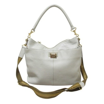 ATAO Weekend 2-way Leather Shoulder Bag Handbag, Ice Gray Women USED