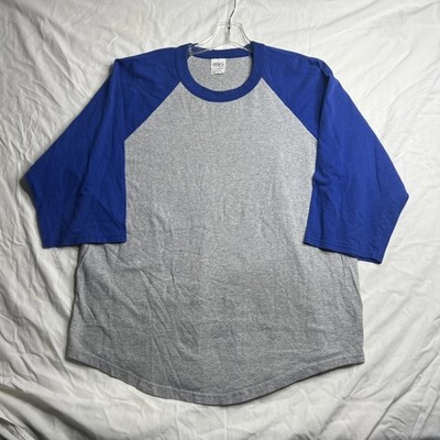 Shaka Active Baseball Shirt Mens XL Blue Heather Gray 3/4 Sleeve Blank