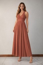 Azazie Formal Chiffon Maxi Dress - Rust / Terracotta - Size A0
