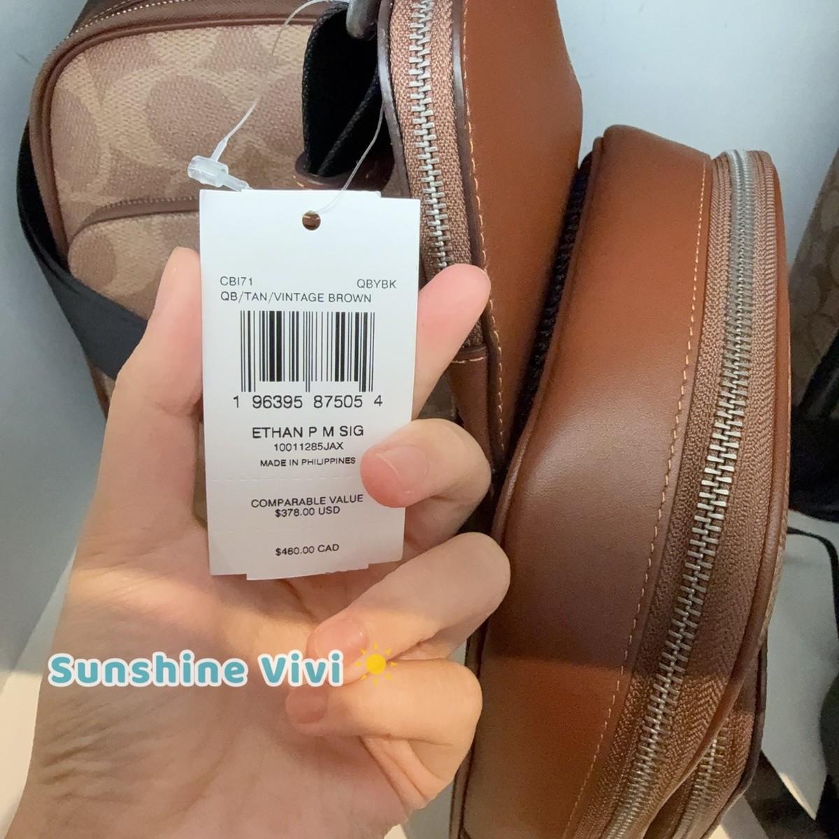 NWT COACH Ethan Pack In Signature Canvas Tan/Vintage BROWN CBI71