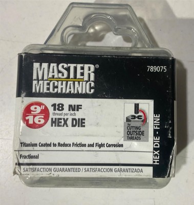 Master Mechanic 789075 9/16'' 18 NF Titanium Coated Hex Die