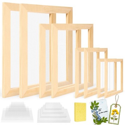 Caydo 4 Pieces Paper Making Frame Kit, Papermaking Mould A4 A5 A6 A7, Wood 