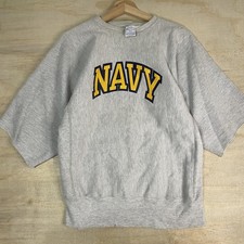 Vintage Navy Reverse Weave Sweatshirt Mens Large Gray Made USA Champion 80s