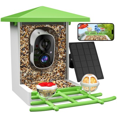 Smart Bird Feeder with Camera, AI Auto-Capture & Motion Detection, 5W Solar P...