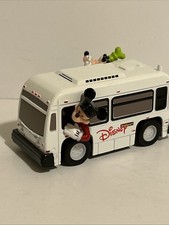 Disney Theme Park Die Cast Vehicle Transport Bus w/ Mickey  Goofy 4"