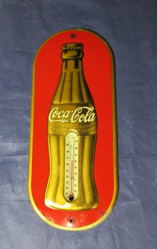 Vintage Christmas COCA-COLA Thermometer Dated 1930s Soda Tin Sign ~ WOW~ LQQK!