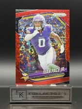2025 Panini Prizm Ivan Pace Jr. Red Disco Prizm No Huddle /99 #77 Vikings