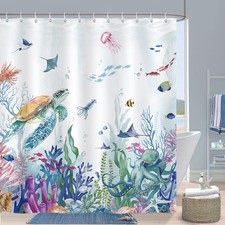 Bonhause Ocean Shower Curtain, 72"W x 72"L Pack of 1 , Sea Turtle-2