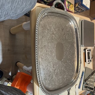 Vintage Silver Plated Tray 22x14 From The 1940s Mid Century Modern Serving Tray