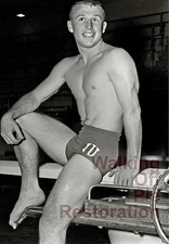 Collegiate Swimmer sitting on a diving board 4x6 reprint Gay Estate Collection