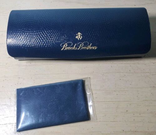 Brooks Brothers Gatto Eyeglass Case Navy Hard Case With New Cleaning Cloth