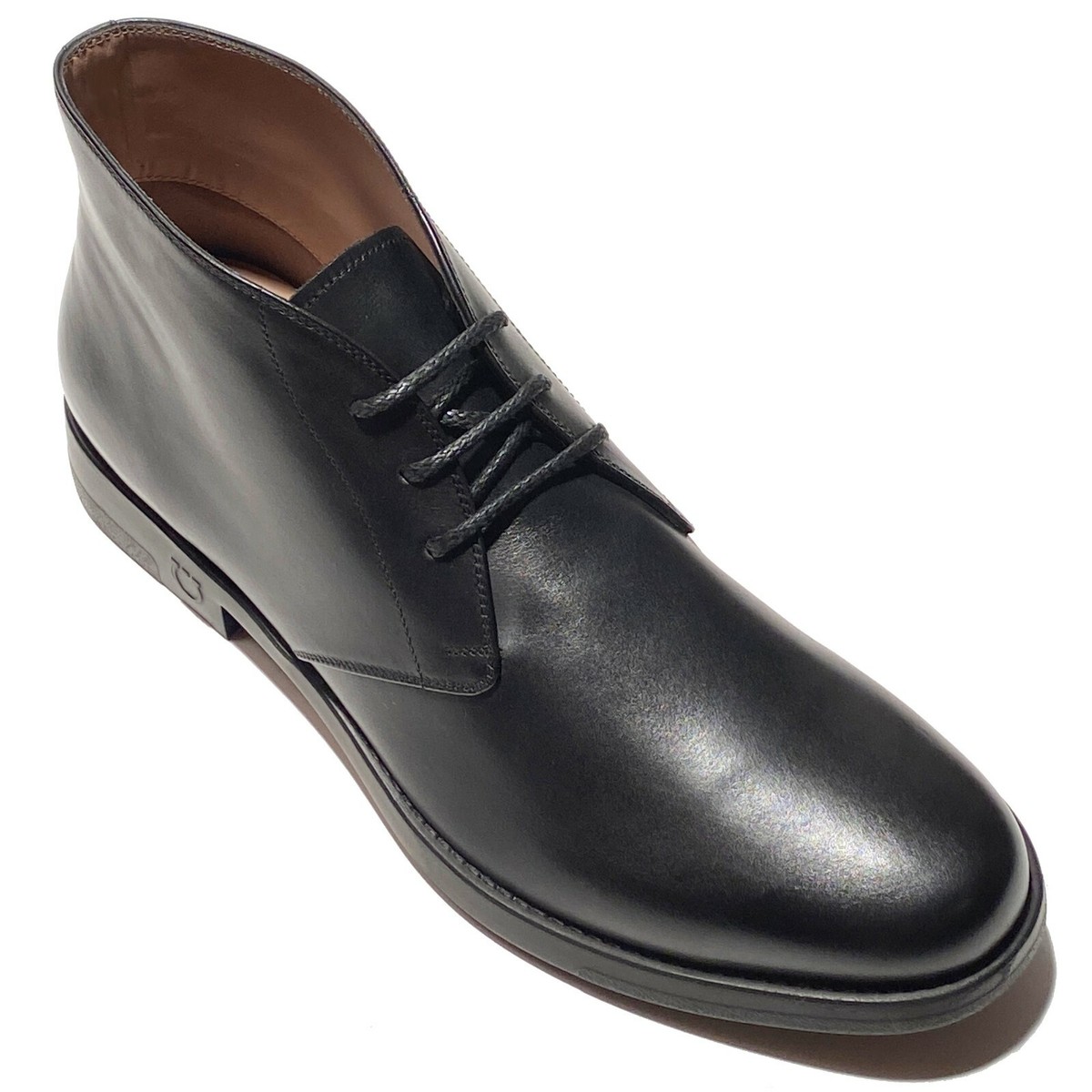 FERRAGAMO 6.5 EE 39.5 Mens Black Leather SACHIE Ankle Chukka FERRAGAMO 6.5 EE 39.5 Mens Black Leather SACHIE Ankle Chukka