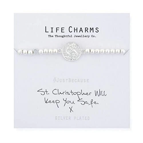 St Christopher Bracelet – Life Charms Silver Plated Jewellery Gift for Her