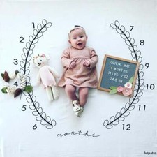 NEW Packaged Baby Milestone Blanket Batzkids Wreath 100 Bamboo Cotton 47" x 47"