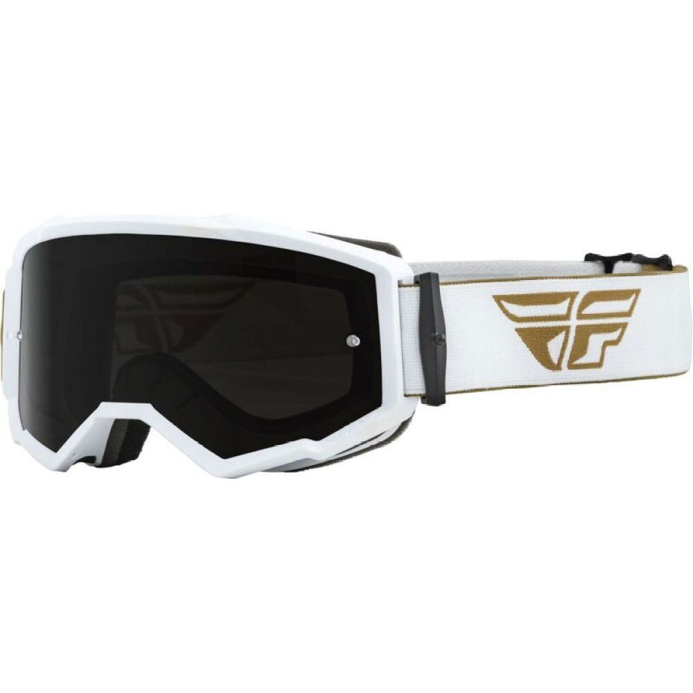 Fly Racing MX Goggles Zone Gold White - Smoke Lens Motocross
